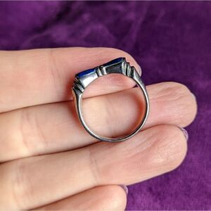 vintage lapis silver bow ring